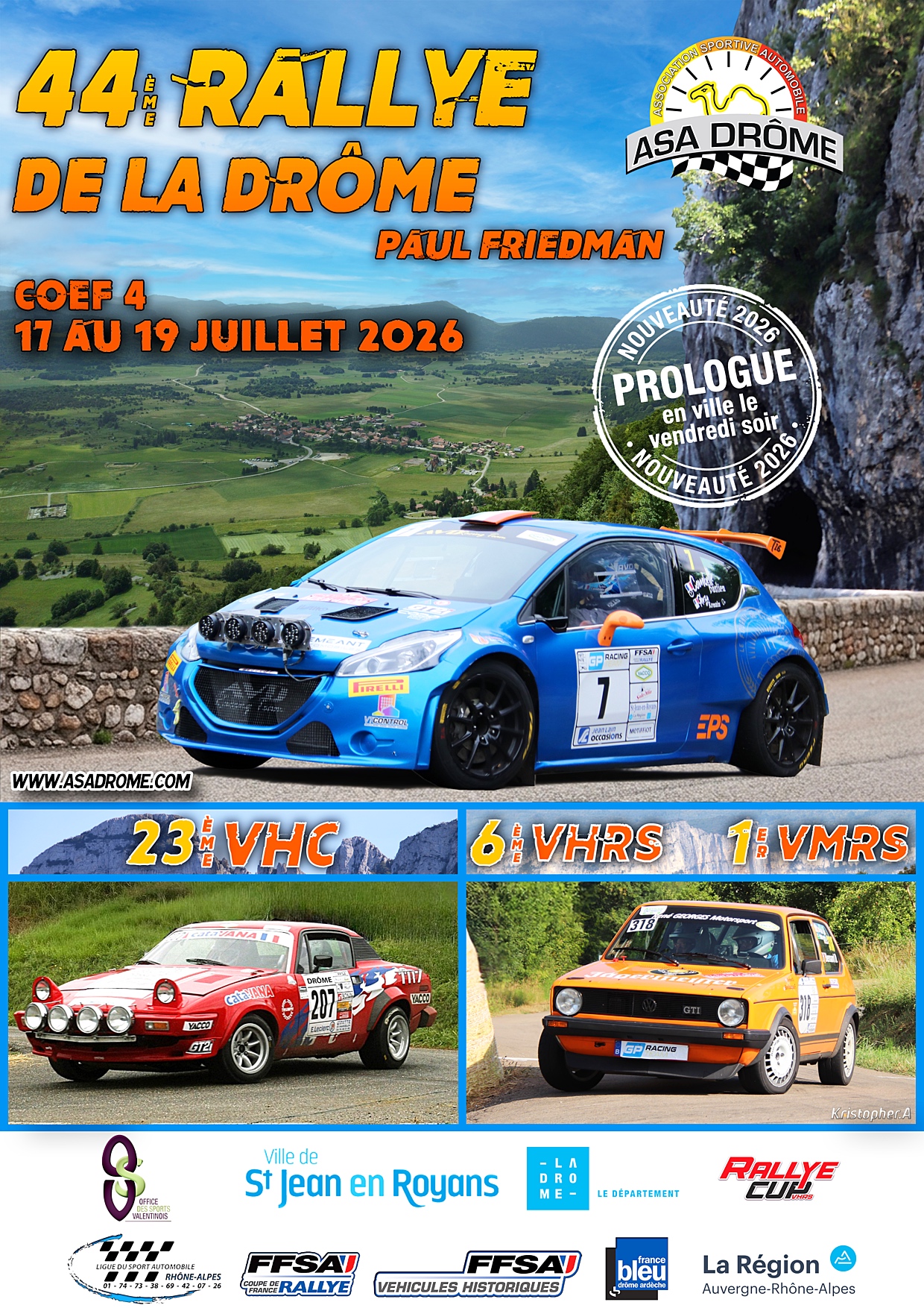 Rallye de la Drôme Paul Friedman 2026 Modernes, VHC, VHRS & VMRS